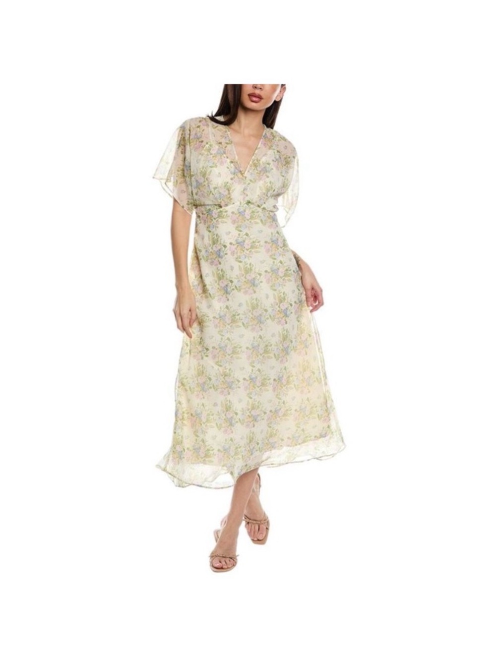 Astr the label V-Neck Midi Dress floral size medium